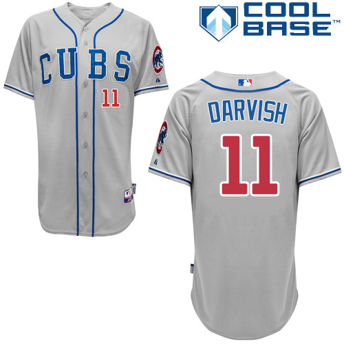 Cubs #11 Yu Darvish Grey New Cool Base Stitched MLB Jersey